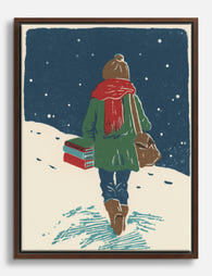 Winter Walk Under Stars Canvas Print Brown