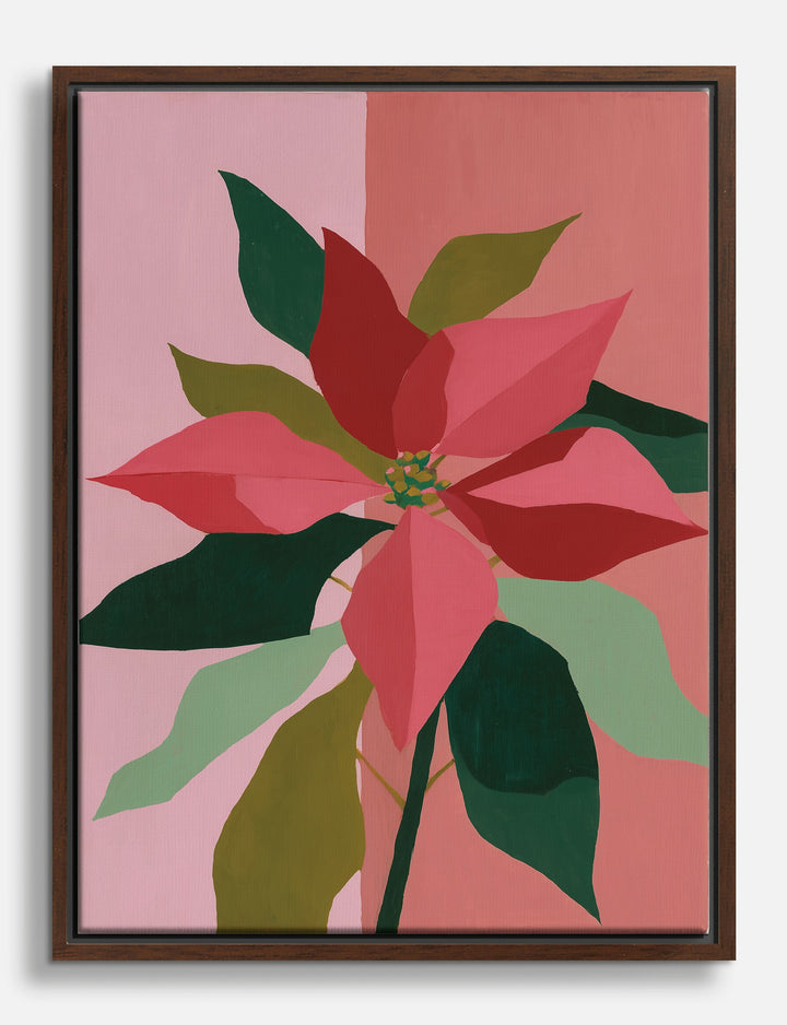 Bold Poinsettia Blossom Canvas Print Brown