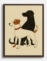 Playful Pooch Pair Canvas Print Brown