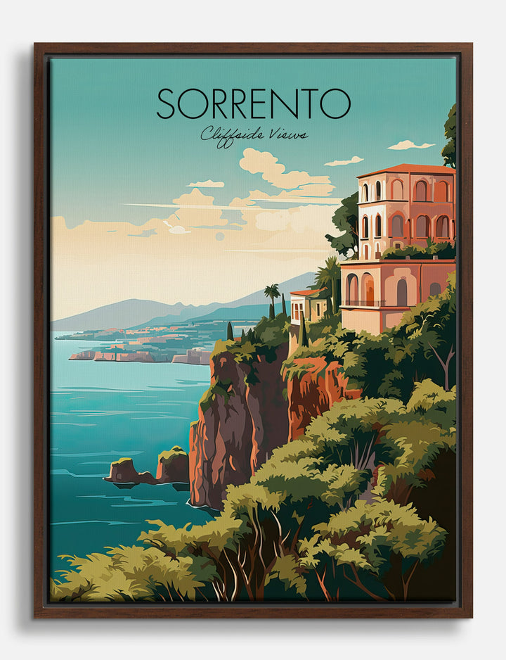 Sorrento Cliffside Charm Canvas Print Brown