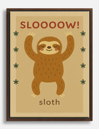 Slow Sloth Charm Canvas Print Brown