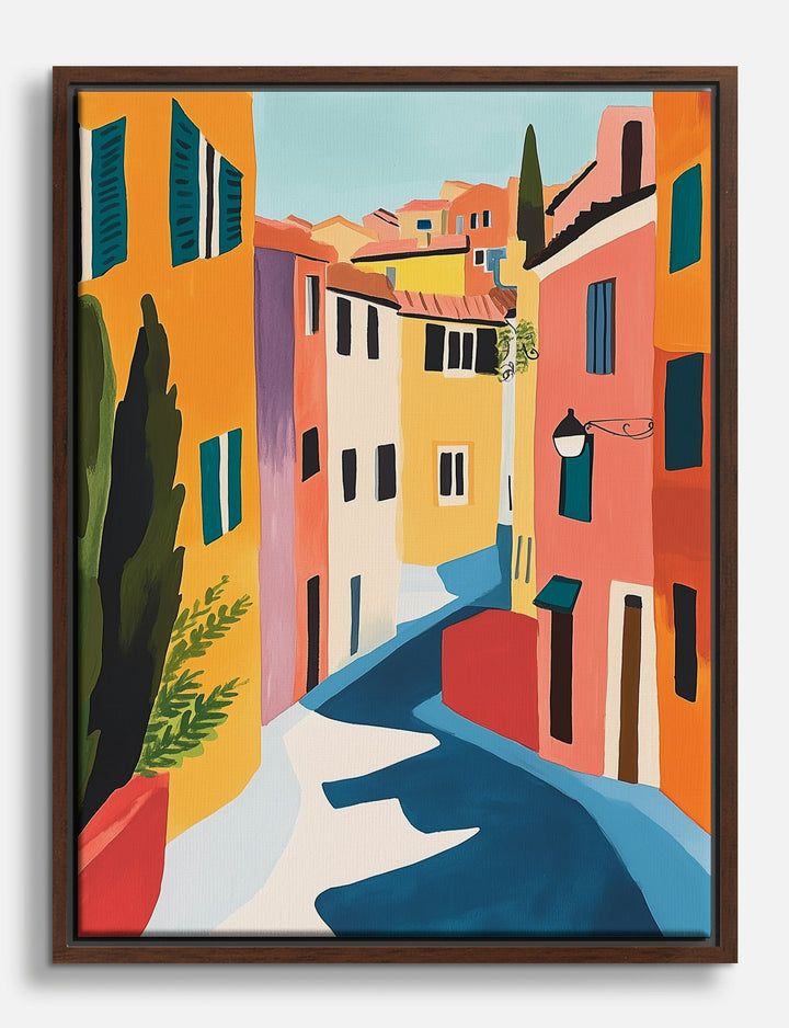 Vibrant Italian Streets Canvas Print Brown