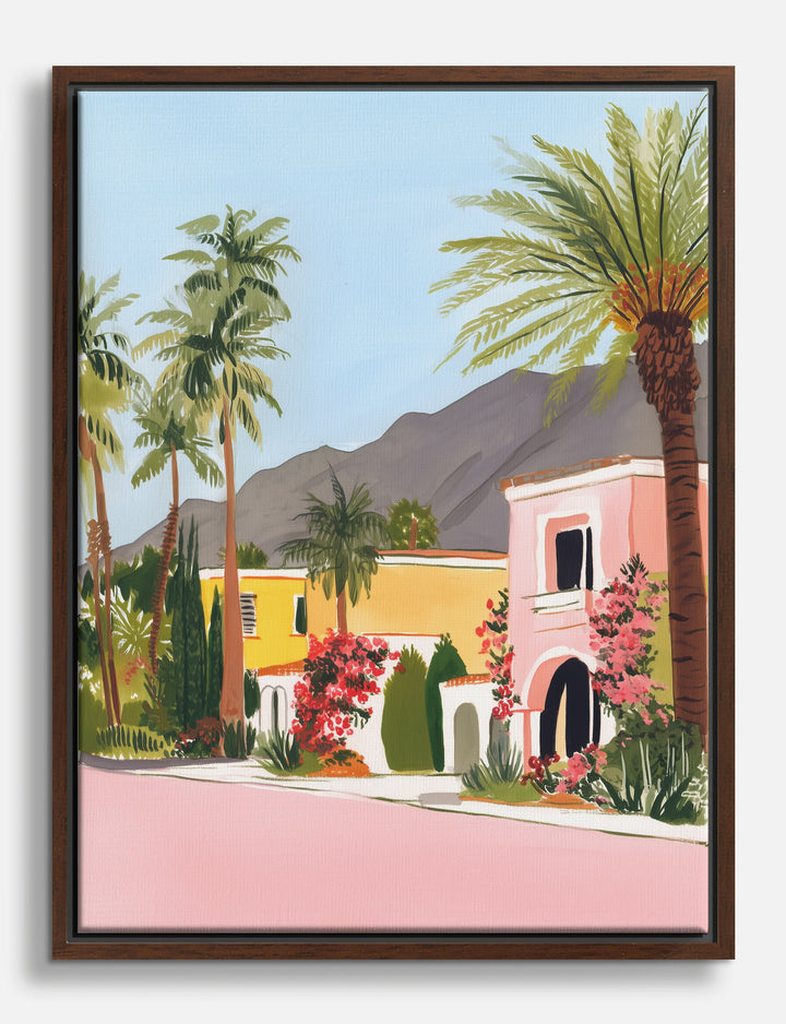 Palm Springs Pastel Oasis Canvas Print Brown