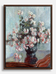 Monet’s Blooming Chrysanthemums Canvas Print Brown