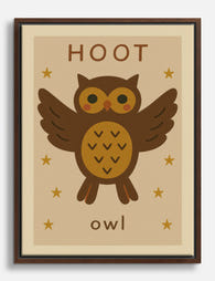 Charming Owl Hoot Canvas Print Brown