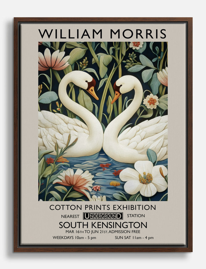 Elegant Swan Serenade Canvas Print Brown