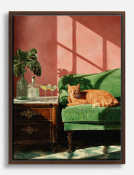 Sunlit Lounge Cat Canvas Print Brown
