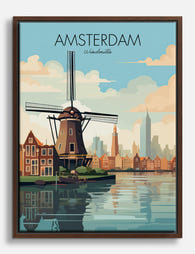 Amsterdam Windmill Charm Canvas Print Brown