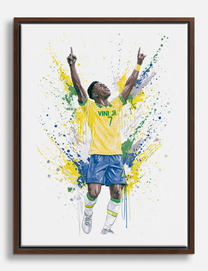 Vini Jr Brazil Celebration Canvas Print Brown