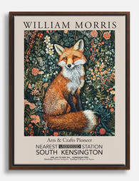 Fox & Wildflowers by Morris Canvas Print Brown