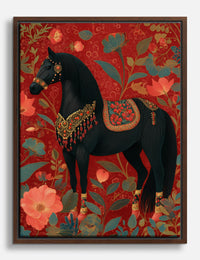 Majestic Midnight Stallion Canvas Print Brown