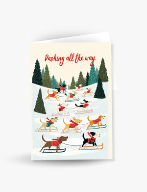 Dashing All The Way Dogs Card
