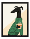 Poster windhond met groene trui