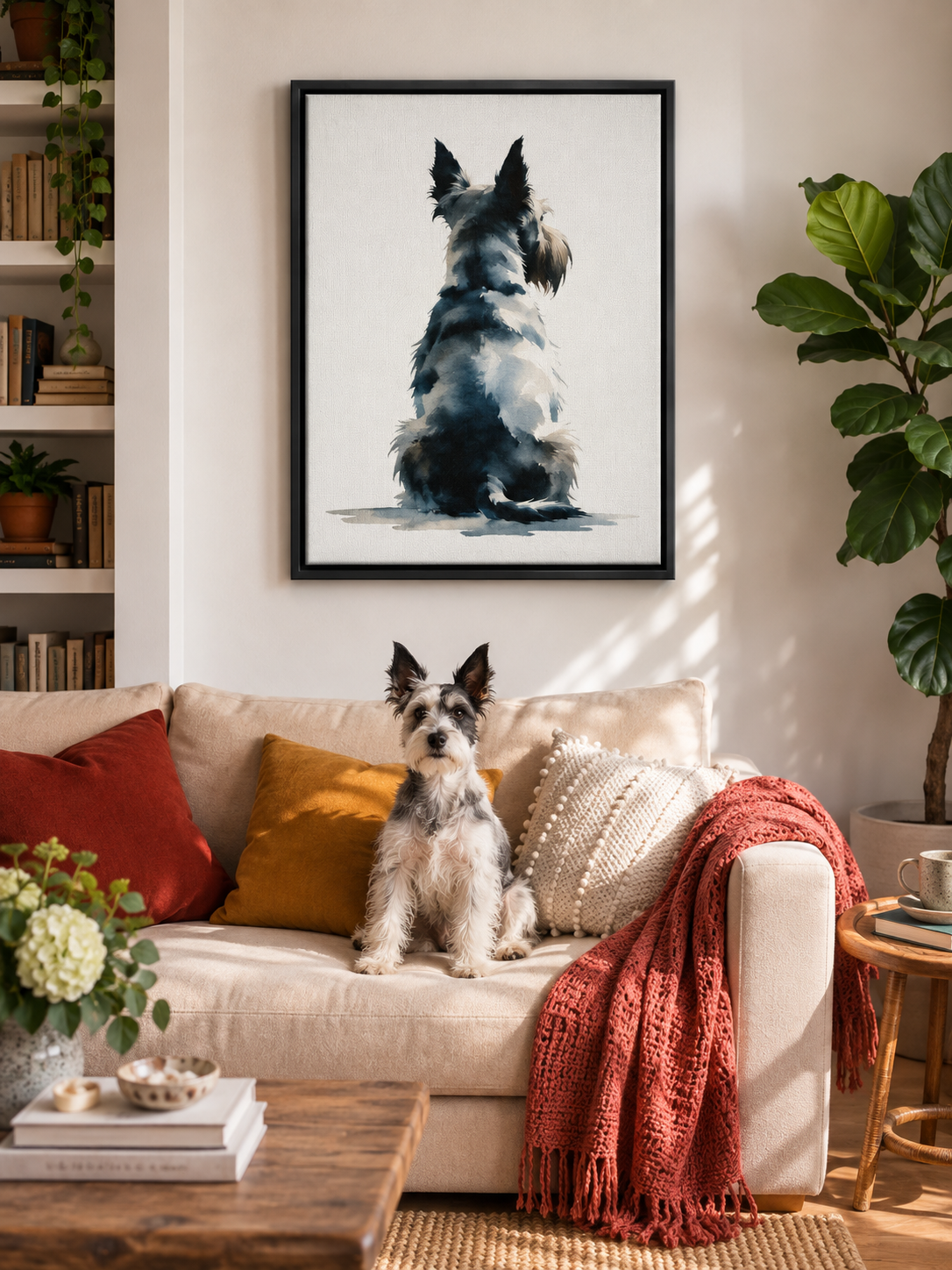 Looking Back Dog — Personalised Dog Canvas Print