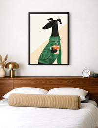 Poster windhond met groene trui