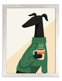 Poster windhond met groene trui