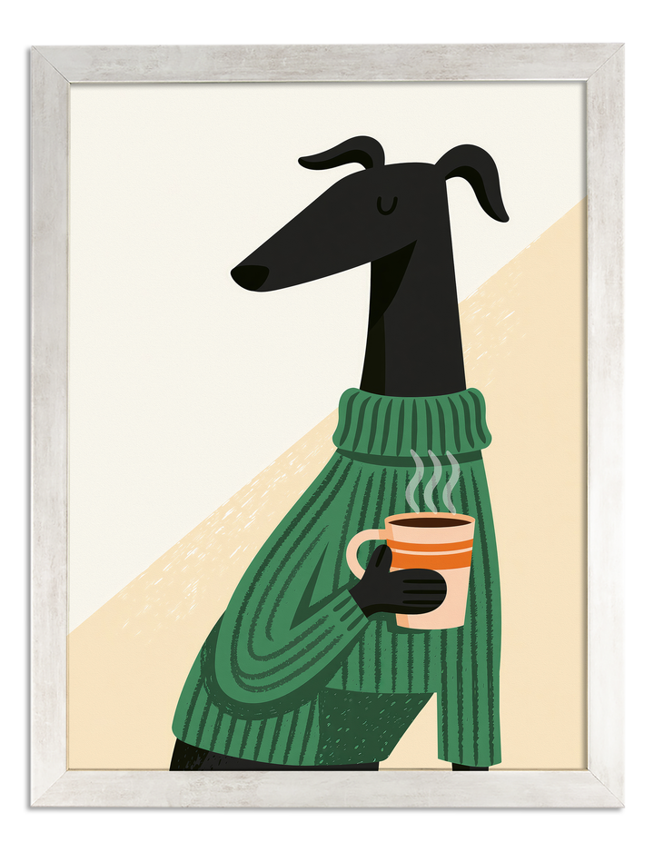Poster windhond met groene trui