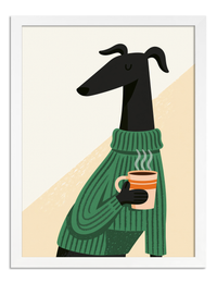 Poster windhond met groene trui