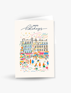 Festive Town happy Holidays Card