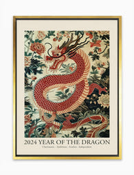 Year of the Dragon 2024 Canvas Print Gold Frame