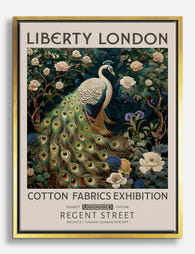 Peacock in Bloom by Morris Canvas Print Gold