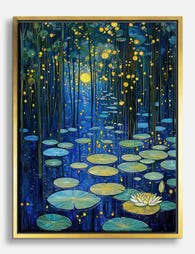 Klimt Inspired Night Lilies Canvas Print Gold