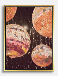 Pink Disco Night Glow Canvas Print Gold