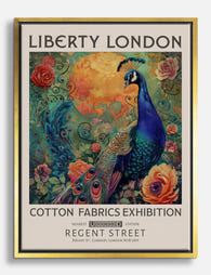 Peacock & Roses Elegance Canvas Print Gold