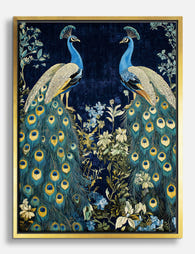 Majestic Peacock Botanicals Canvas Print Gold