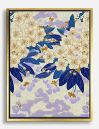 Blue Blossom Harmony Canvas Print Gold
