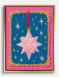 Radiant Pink Star Ornament Canvas Print Gold