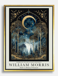 Morris Midnight Forest Canvas Print - Gold