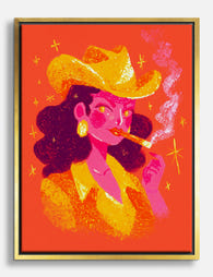 Bold Cowgirl Glow Canvas Print Gold