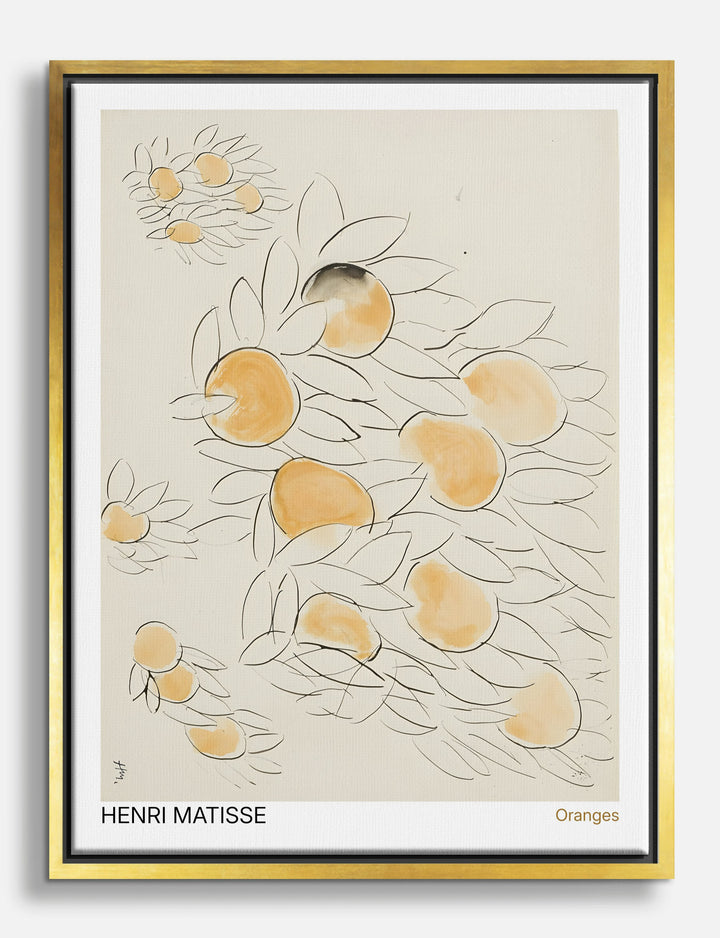 Matisse Oranges Linework Canvas Print - Gold