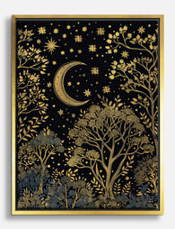 Moonlit Forest by Morris Canvas Print Gold
