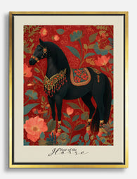 Regal Lunar Horse Canvas Print Gold