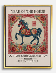 Lunar Horse Tapestry Canvas Print Gold