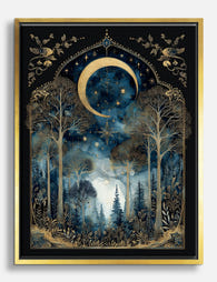 Moonlit Forest Reverie Canvas Print Gold