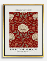 Morris Red Botanical Canvas Print Gold