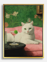Sophisticated Feline Lounge Canvas Print Gold