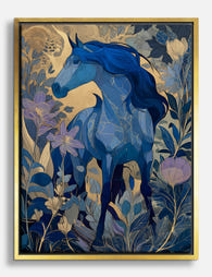 Blue Midnight Stallion Canvas Print Gold