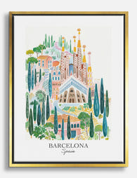 Barcelona Dreamscape Canvas Print Gold