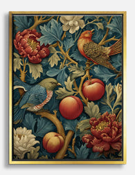 Morris Botanical Birds Canvas Print Gold