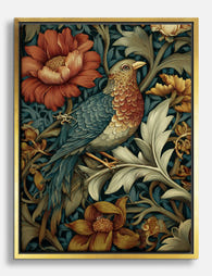 Morris Botanical Bird Canvas Print - Gold
