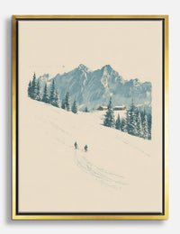 Alpine Ski Tracks Canvas Print Gold
