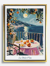 Sicilian Moonlight Dinner Canvas Print Gold