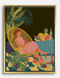 Sunlit Patio Pause Canvas Print - Gold