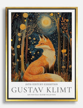 Klimts Starry Fox Canvas Print Gold