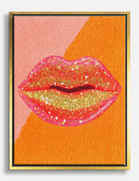 Glitter Pop Lips Canvas Print Gold