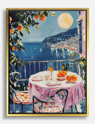 Moonlit Mediterranean Canvas Print Gold